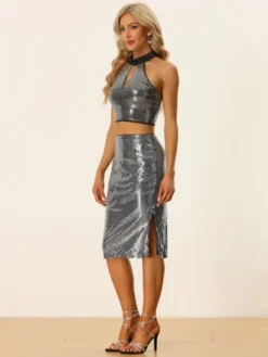 Allegra K Women's Sparkle Sequin Side Slit Party Midi Skirts 9 Allegra K Women's Sparkle Sequin Side Slit Party Midi Skirts -Women Store GUEST ac53125f 7e49 45fc 935b 511a45309bd9