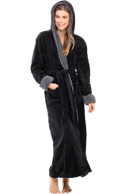 Women's Warm Winter Robe, Plush Fleece Full Length Long Hooded Bathrobe 6 Women's Warm Winter Robe, Plush Fleece Full Length Long Hooded Bathrobe - Image 4