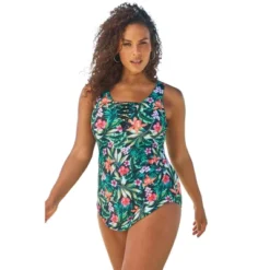 Swim 365 Women’s Plus Size Sarong-Front Swimsuit -Women Store GUEST adbe9e17 a20b 420f 8896 8f98a3ecaadb