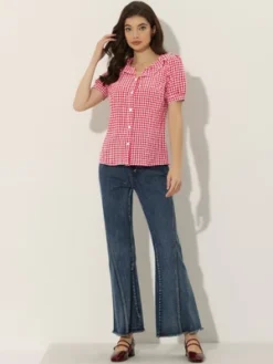 Allegra K Women's Plaid Gingham Puff Sleeve Ruffle Peter Pan Collar Shirt 12 Allegra K Women's Plaid Gingham Puff Sleeve Ruffle Peter Pan Collar Shirt -Women Store GUEST ae8dc4d4 b4fe 47e1 8be3 fb814b0b1cbd