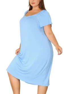 Agnes Orinda Women's Plus Size Knit Sweetheart Neck Short Sleeve Nightgowns