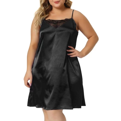 Agnes Orinda Women's Plus Size 2023 Spaghetti Strap Adjustable Lace Insert Satin Cami Nightdress 8 Agnes Orinda Women's Plus Size 2023 Spaghetti Strap Adjustable Lace Insert Satin Cami Nightdress - Image 6