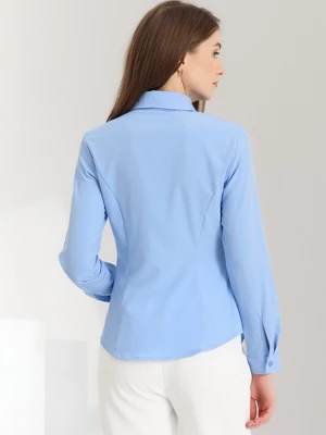 Allegra K Women's Office Ruched Waist Long Sleeve Button Down Shirts 5 Allegra K Women's Office Ruched Waist Long Sleeve Button Down Shirts - Image 3