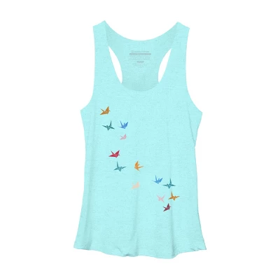 Women's Design By Humans Flying Paper Cranes Birds By Magnussons Racerback Tank Top 7 Women's Design By Humans Flying Paper Cranes Birds By Magnussons Racerback Tank Top - Image 5