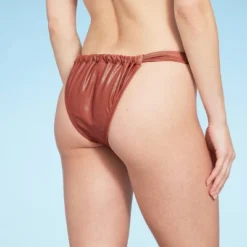Women's High Leg Extra Cheeky Bikini Bottom - Shade & Shore™ Brown Shine