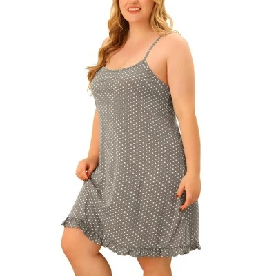 Agnes Orinda Women's Plus Size Comfort Ruffle Hem Polka Dots Sleeveless Nightgown 11 Agnes Orinda Women's Plus Size Comfort Ruffle Hem Polka Dots Sleeveless Nightgown - Image 9