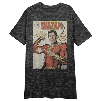 Shazam 2 Fury Of The Gods Illustrated Poster Art Crew Neck Short Sleeve Charcoal Heather Women's Night Shirt 4 Shazam 2 Fury Of The Gods Illustrated Poster Art Crew Neck Short Sleeve Charcoal Heather Women's Night Shirt - Image 2