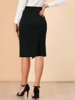Allegra K Women's High Waist Ruffle Trim Split Work Office Pencil Skirts -Women Store GUEST b3e5dc42 3a02 40d7 b299 2aadb1d5a862