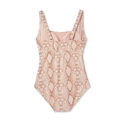 Women's Post Mastectomy Square Neck Full Coverage One Piece Swimsuit - Kona Sol™ Snake Print 3 Women's Post Mastectomy Square Neck Full Coverage One Piece Swimsuit - Kona Sol™ Snake Print