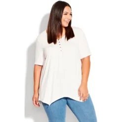 Women's Plus Size Sharkbite Top - White | EVANS -Women Store GUEST b41ed780 6a6e 40dd 824a 0cea898f6ff9
