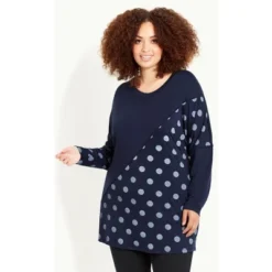 Women's Plus Size Spot On Tunic - Navy | EVANS -Women Store GUEST b55af961 285e 416b b835 73e97ac28df3