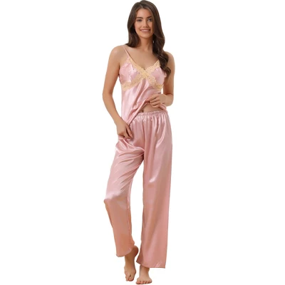 Cheibear Womens Silky Lace Camisole With Pants Loungewear Pajama Sets 2 Pcs 8 Cheibear Womens Silky Lace Camisole With Pants Loungewear Pajama Sets 2 Pcs - Image 6