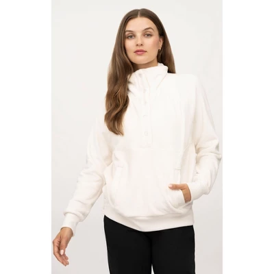 Yogalicious Womens Double Butter Santa Monica Snap Henley Pullover Sweatshirt 7 Yogalicious Womens Double Butter Santa Monica Snap Henley Pullover Sweatshirt - Image 5