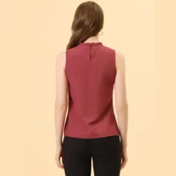 Allegra K Women's Sleeveless Frill Mock Neck Ruffle Chambray Blouse -Women Store GUEST b74ac82e af50 4fe4 b0d1 2cd325281a13