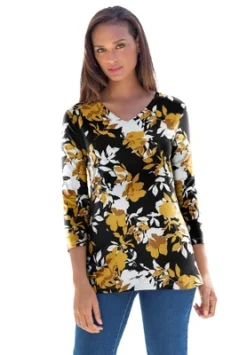 Jessica London Women’s Plus Size V-Neck Tee -Women Store GUEST b8143cd8 a6f4 4f7b b27f 011d44c0af04