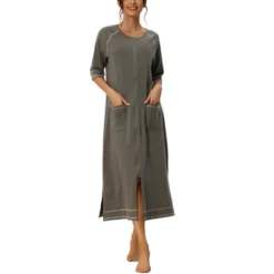 Cheibear Womens Zipper Front Housecoat With Pockets Long Robes 16 Cheibear Womens Zipper Front Housecoat With Pockets Long Robes -Women Store GUEST b84b168a 0426 4eb7 92f3 b290c2b6373a