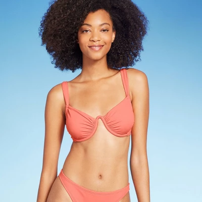 Women's Shirred Cup Continuous Underwire Bikini Top - Shade & Shore™ Pink 7 Women's Shirred Cup Continuous Underwire Bikini Top - Shade & Shore™ Pink - Image 5