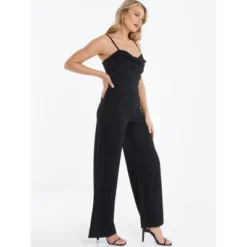 QUIZ Womens Cowl Neck Palazzo Jumpsuit