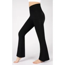 90 Degree By Reflex Womens Ribbed Interlink Madison Crossover Elastic Free V-Back Ankle Flared Pant