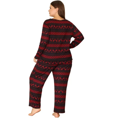 Agnes Orinda Women's Plus Size Winter 2 Piece Soft Long Sleeve Pajama Set 5 Agnes Orinda Women's Plus Size Winter 2 Piece Soft Long Sleeve Pajama Set - Image 3