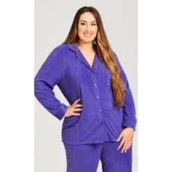 Women's Plus Size Button Up Top - Lilac | AVENUE -Women Store GUEST bff266cb c21e 4626 9227 7cde664074a2