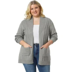 Agnes Orinda Women's Plus Size Winter Outerwear Open Front Knit Sweater Cardigan -Women Store GUEST c022a925 768b 4822 a293 432de10f32c0