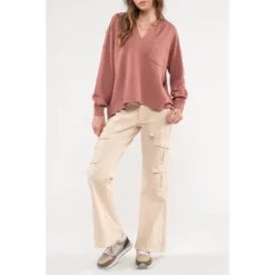 August Sky Women's Long Sleeve Knit Top -Women Store GUEST c09f44df 32e1 4605 a4a8 0a9dded42878