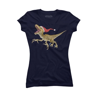 Junior's Design By Humans Christmas Velociraptor By Ayota T-Shirt 7 Junior's Design By Humans Christmas Velociraptor By Ayota T-Shirt - Image 5