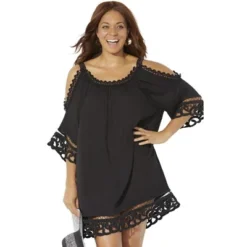 Swimsuits For All Women’s Plus Size Vera Crochet Cold Shoulder Cover Up Dress -Women Store GUEST c28f89bb fa2d 42af be8c 97080362a015