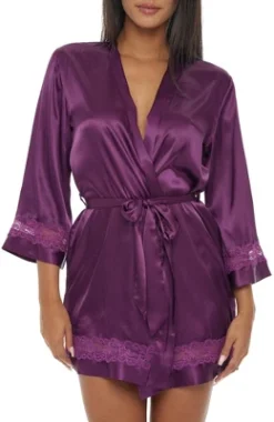 Womens Short Satin Lace Trim Robe, Silk Like Loungewear 16 Womens Short Satin Lace Trim Robe, Silk Like Loungewear -Women Store GUEST c297da52 6422 4ad6 9f0d f3801be0e2c0