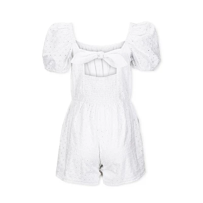 Hope & Henry Womens' Organic Cotton Puff Sleeve Eyelet Romper 3 Hope & Henry Womens' Organic Cotton Puff Sleeve Eyelet Romper