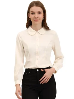 Allegra K Women's Work Peter Pan Collar Long Sleeve Button Down Shirt 26 Allegra K Women's Work Peter Pan Collar Long Sleeve Button Down Shirt -Women Store GUEST c4a9730c 2313 4fb2 ac77 208564319422