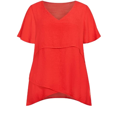 Women's Plus Size Mylah Layer Tunic - Scarlet | AVENUE 4 Women's Plus Size Mylah Layer Tunic - Scarlet | AVENUE - Image 2