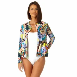 Anne Cole - Women's Long Sleeve Zip Front Rash Guard Top -Women Store GUEST c7e31338 f114 4e15 a2f0 3a4882100a54