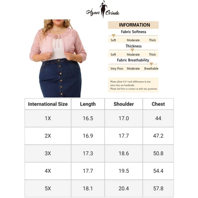 Agnes Orinda Women's Plus Size Shrug 3/4 Sleeves Lace Tie Neck Crop Bolero Cardigan 7 Agnes Orinda Women's Plus Size Shrug 3/4 Sleeves Lace Tie Neck Crop Bolero Cardigan - Image 5