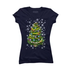 Junior's Design By Humans Christmas Tree And Snowflakes By IvaW T-Shirt -Women Store GUEST c8a038e8 f670 4fc0 b436 fa20e86aa46e