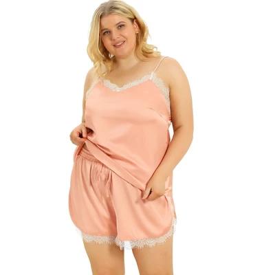 Agnes Orinda Women's Plus Size Lace Panel Elastic Waist Camisole Pajama Set 11 Agnes Orinda Women's Plus Size Lace Panel Elastic Waist Camisole Pajama Set - Image 9
