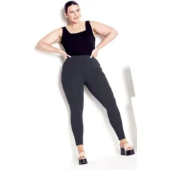 Women's Plus Size Supima® High Rise Legging Charcoal - Petite | AVENUE LEISURE -Women Store GUEST caf5bb6b acdd 46e3 9079 cc60e8b76118
