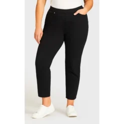 Women's Plus Size Knit Pull On Jean Black - Average | AVENUE -Women Store GUEST cbc3006f 1b75 4b20 9a22 65cfbc5f3458