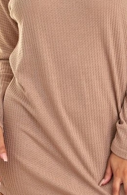 Women's Soft Ribbed Waffle Rib Knit Night Shirt, Oversized Sweater Top Sleep Shirt, Pajamas 6 Women's Soft Ribbed Waffle Rib Knit Night Shirt, Oversized Sweater Top Sleep Shirt, Pajamas - Image 4