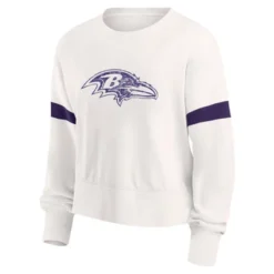 NFL Baltimore Ravens Women's Primary Antique Long Sleeve Crew Fleece Sweartshirt
