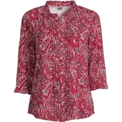 Lands' End Women's 3/4 Sleeve Light Weight Jersey Ruffle Neck Pintuck Top 10 Lands' End Women's 3/4 Sleeve Light Weight Jersey Ruffle Neck Pintuck Top -Women Store GUEST ce7f979f 6636 4e26 9986 0e73f75cc98d