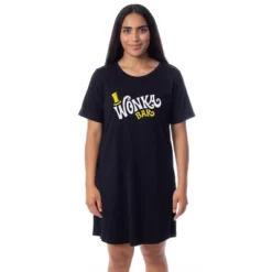 Willy Wonka Womens' Wonka Chocolate Bar Nightgown Sleep Pajama Shirt Black 7 Willy Wonka Womens' Wonka Chocolate Bar Nightgown Sleep Pajama Shirt Black -Women Store GUEST cedd1dca e241 4737 b4f4 d61324bb422d