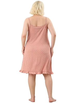 Agnes Orinda Women's Plus Size Comfort Ruffle Hem Polka Dots Sleeveless Nightgown 6 Agnes Orinda Women's Plus Size Comfort Ruffle Hem Polka Dots Sleeveless Nightgown - Image 4