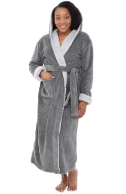 Women's Warm Winter Robe, Plush Fleece Full Length Long Hooded Bathrobe 19 Women's Warm Winter Robe, Plush Fleece Full Length Long Hooded Bathrobe -Women Store GUEST cfa18fb3 61fd 4164 b044 041c9b0d4a63
