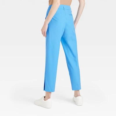 Women's Mid-Rise Slim Straight Fit Side Split Trousers - A New Day™ Blue 3 Women's Mid-Rise Slim Straight Fit Side Split Trousers - A New Day™ Blue