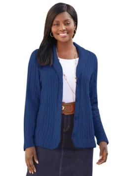Jessica London Women’s Plus Size Cable Blazer Sweater -Women Store GUEST cfd8e83f d00c 4618 b501 723cb2edb61a