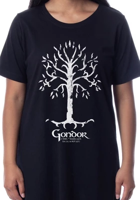 The Lord Of The Rings Womens' Gondor Nightgown Sleep Pajama Dress Black 4 The Lord Of The Rings Womens' Gondor Nightgown Sleep Pajama Dress Black - Image 2