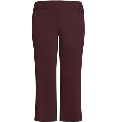 Women's Plus Size Super Stretch Zip Pant Burgundy - Petite | AVENUE 4 Women's Plus Size Super Stretch Zip Pant Burgundy - Petite | AVENUE - Image 2