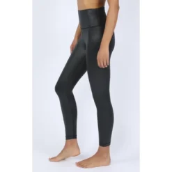 90 Degree By Reflex Womens Wonderlink High Waist Elastic Free Liquid Disco Foil Print Ankle Legging